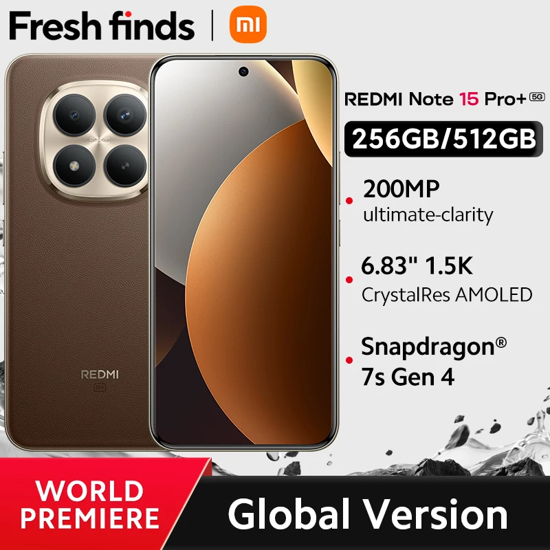 Мировая премьера: Xiaomi Redmi Note 15 Pro Plus 5G, глобальная версия, Snapdragon ® 7s Gen4 NFC, 120 Гц, 6.83-дюймовый дисплей, 6500 мАч, камера 200 МП