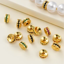4mm 6mm 14K Gold Plated Copper Bead Separators,Rhinestone Spacer Beads For Jewelry Making,DIY Necklace/Bracelets Accessories