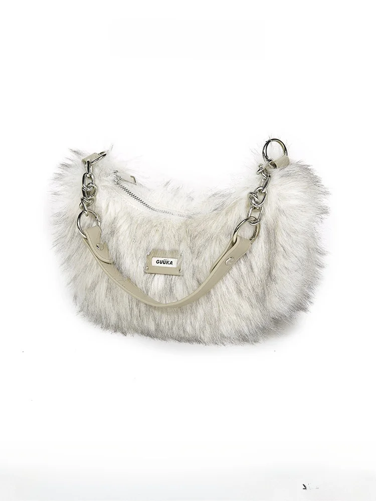 Guukahero Plush Underarm Bag Fashionable Versatile Women's Handbag Crossbody Bag Winter New Style Spicy Girl Universal Bag