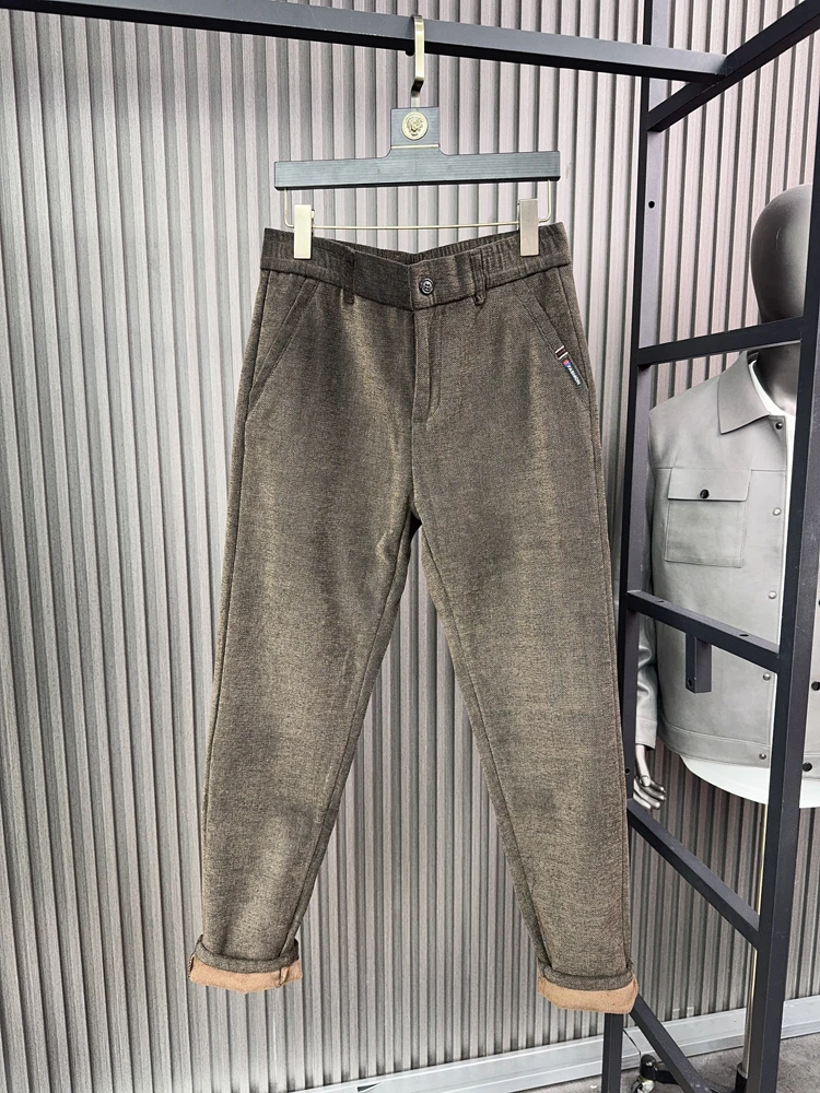 

Мужские модные повседневные брюки с прямыми штанинами Thiened Fce, теплые облегающие брюки на осень-зиму, удобные Sli Ci Life