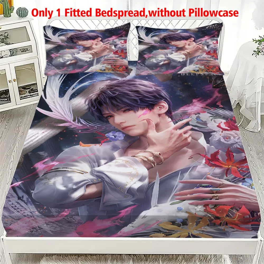 1 Stück Anime-Style Hübscher Junge Bedrucktes Spannbettlaken mit Tiefen Taschen Elastischer Matratzenbezug Einzel Doppel Queen King Schlafzimmer Deko
