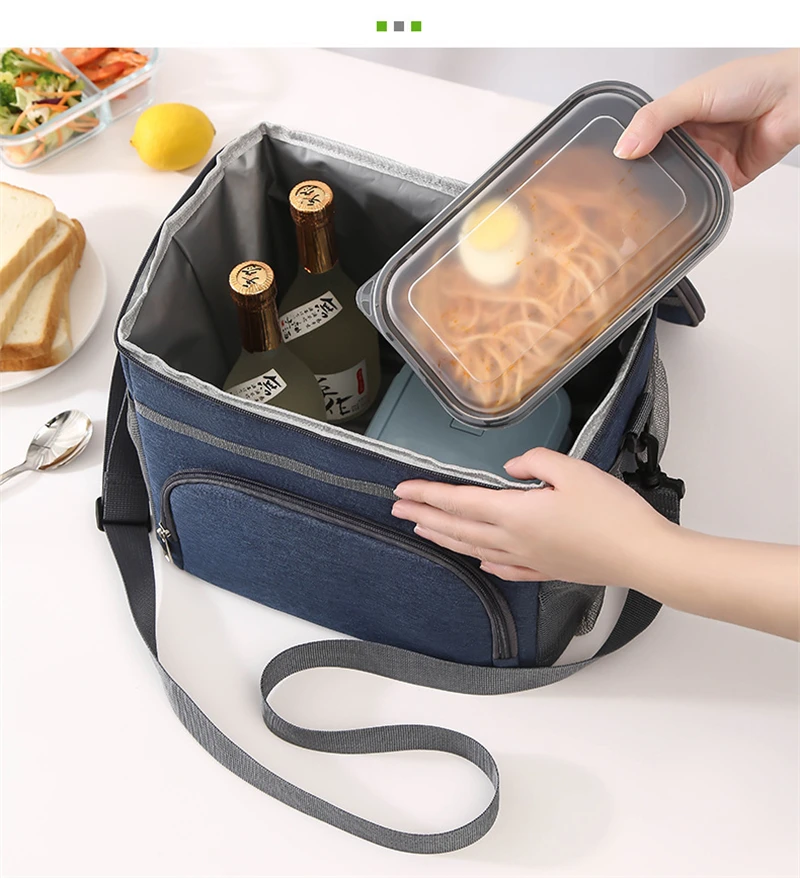 Neue tragbare verdickte kühlere Lunch-Tasche für Frauen thermische wasserdichte Lunchbox-Handtasche mit großer Kapazität und Schulter gurt