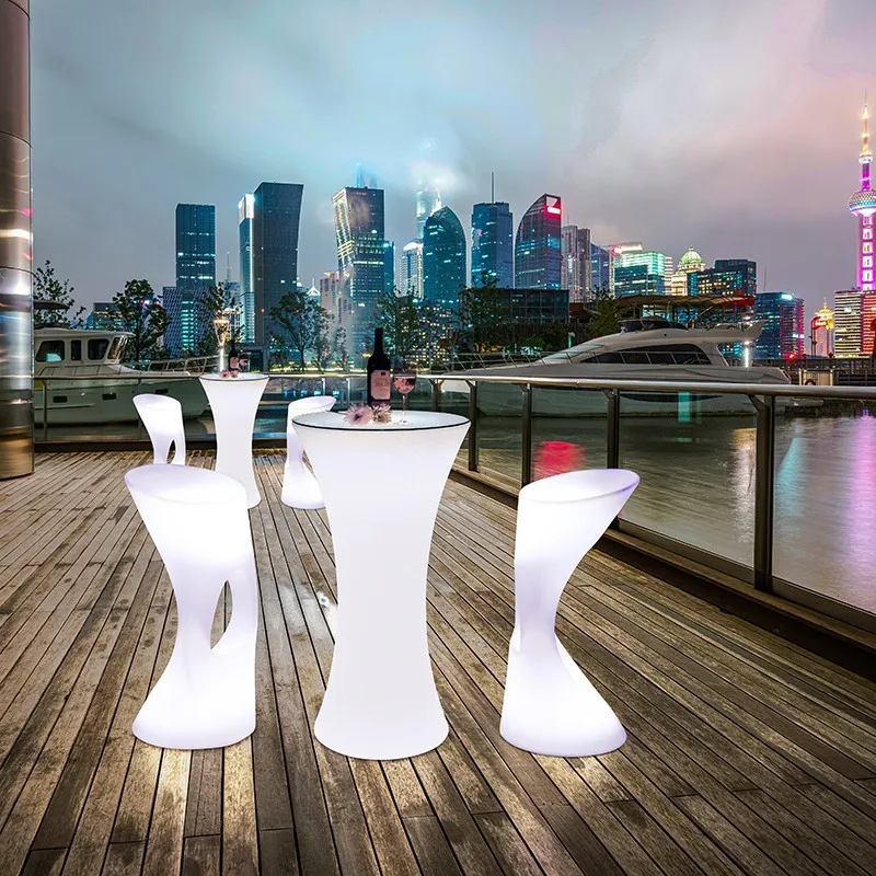 Free Standing Round Cocktail Table 58*48*110cm Glowing High Bar Tables Luminous Counter Indoor Outdoor Decor Furniture Riq-Z06