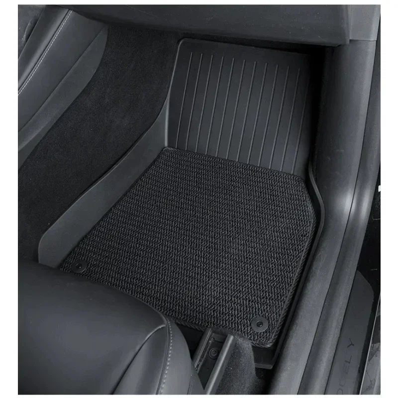 6PCS Floor Mats for Tesla Model 3 Y Double Layer 3D TPE Menis Carpet Velvet Waterproof Washable Two Layers Car Floor Pads Modely