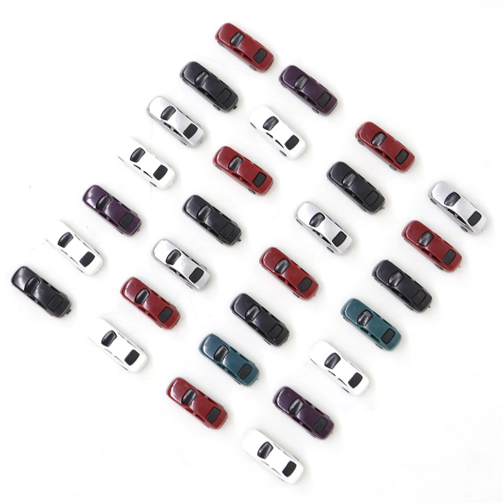 10pcs 1:250 1:300 Miniature Cars ABS Plastic Vehicle Painted Toys Architecture Building Materials Scene Decoration for Diorama