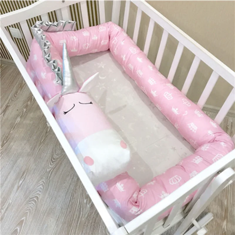 Baby Crib Bumper Newborn Bedding Cartoon Unicorn Pillow Infant Cradle Kids Bed Fence Infant Room Decoration Guardrail For Bed