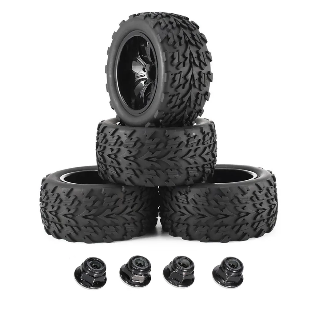 4PCS 120mm Hub Wheels and Tires Set for Traxxas Rustler 2wd 4x4 VXL Redcat Volcano EPX Blackout XTE Pro fit 3S 4S Brushless