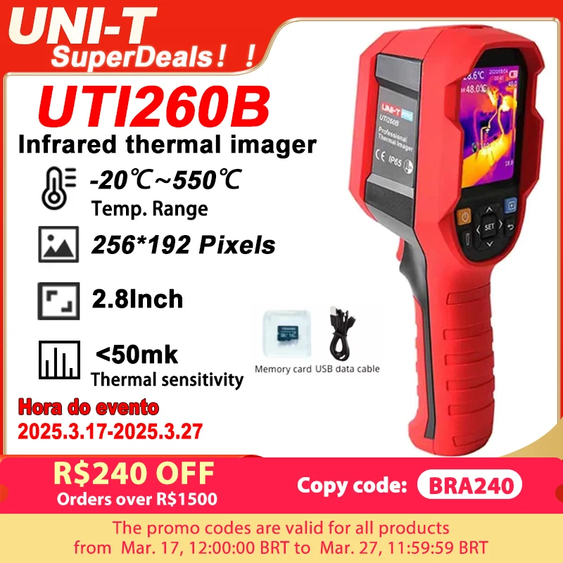UNI-T UTi260B Infrarood warmtebeeldcamera 256 x 192 Thermografisch PCB-circuit Elektrisch onderhoud Warmtebeeld Thermische camera