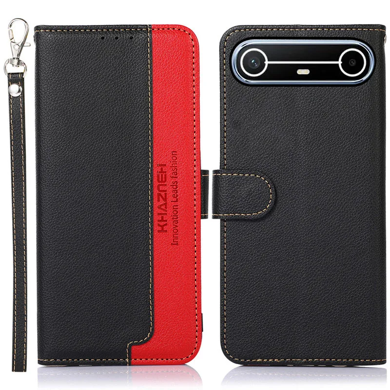 

Flip two-color leather phone Case For Tecno Pova Slim 7 6 Pro Ultra Curve RFID Magnetic button shockproof card slot wallet cover