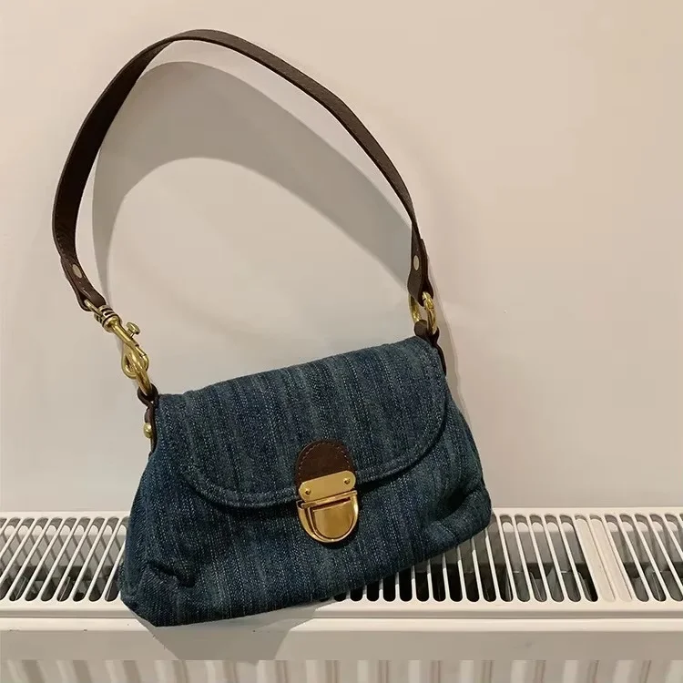 Fashion Denim Women Shoulder Bags Small Lady Axillary Bags Ladies Handbags Blue Cowboy Female Totes Wallet Bolsas