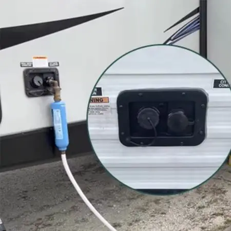 Gravity Feed and Municipal Water Inlet Assembly for RVs Trailers and For Campervans with Natural Flow Water Replenishment
