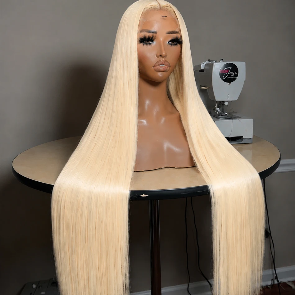 613 Blonde 13x6 HD Lace Frontal Wigs Pre Plucked Indian Raw Hair Straight 13x4 Lace Front Human Hair Wigs For Women 40 inch Honey Blonde Long Wigs Clearance Sale Bone Straight Wigs