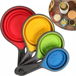 Collapsible Measuring Cups Set of 4 Silicone Measuring Tools for Baking and CookingKitchen Gadgets for Precise Measurements