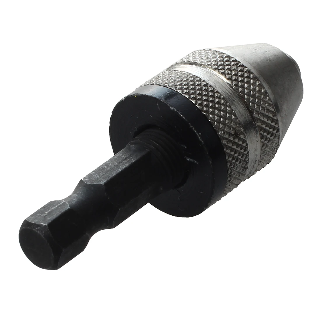 Argento + nero 6mm punta da trapano senza chiave mandrino convertitore adattatore a cambio rapido gambo esagonale