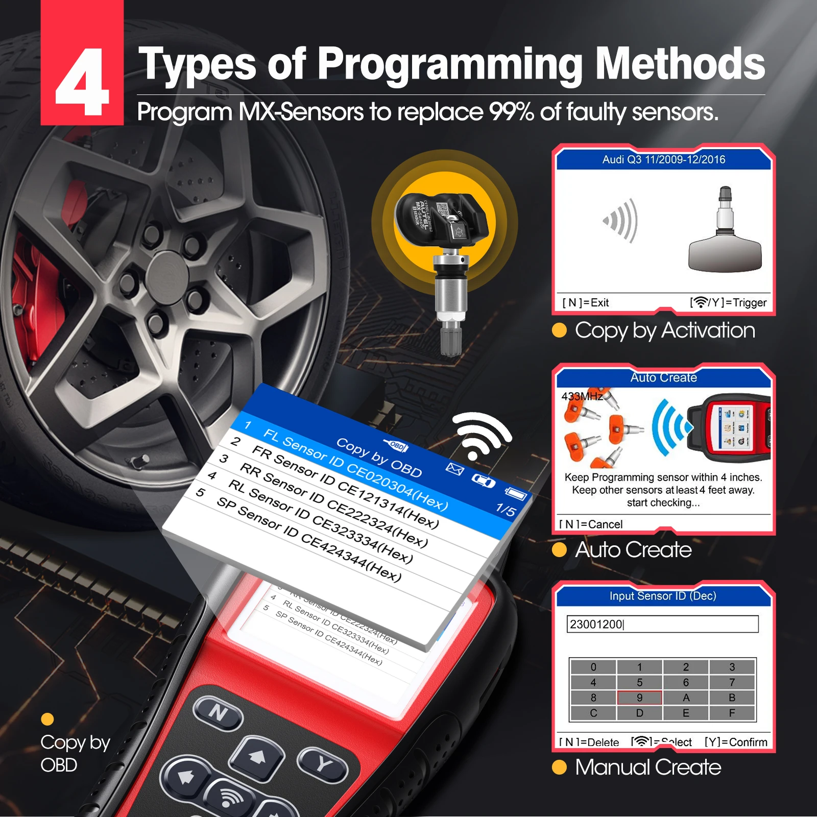 Autel MaxiTPMS TS508K Diagnostics Tool TPMS Sensor Programmer OBD 315 433MHZ Sensor Tire Pressure Diagnostic Tire Repair Tools