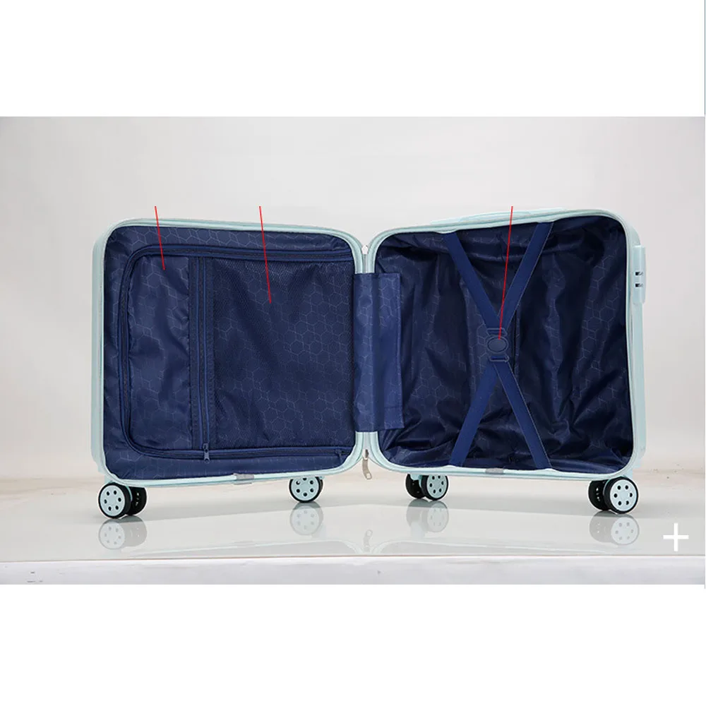 Imagem -03 - Azul Impermeável à Prova de Explosão Lady Travel Suitcase Mulheres Maquiagem Bagagem Bolsas Tamanho: 412344cm