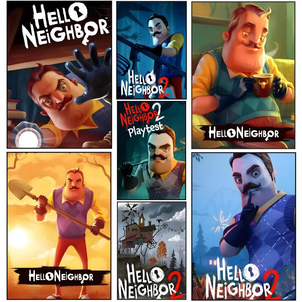 Video Game H-Hello Neighbor Poster HD Waterproof Aesthetic Wall For Home Decor Trendy Durable Easy To Apply Art