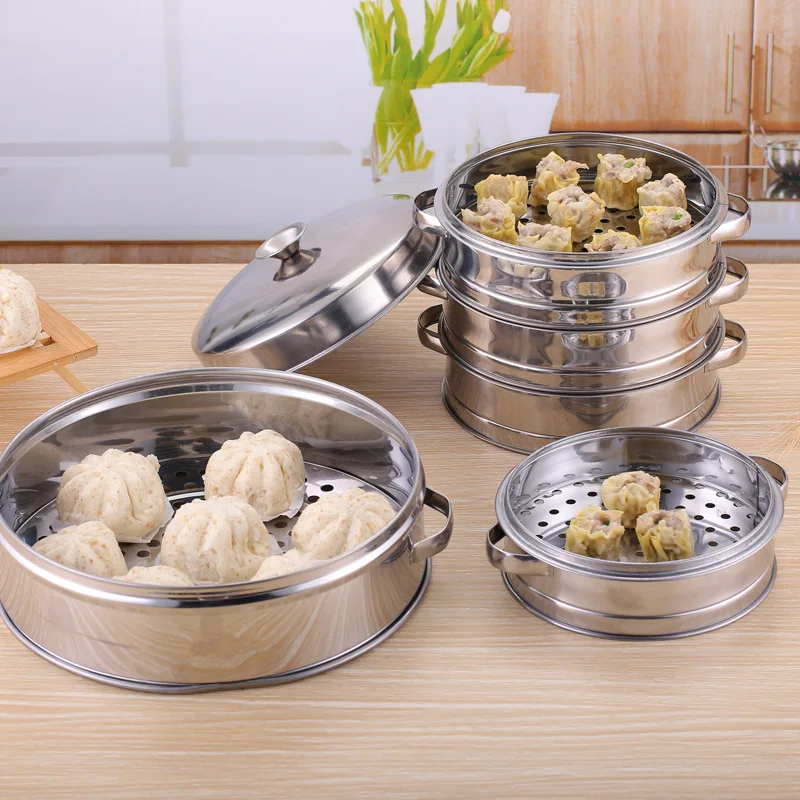 Stainless Steel Steamer for Dumplings Kitchen Food Steaming Grid Tray with Handle Drain Basket Rice Cooker Cooking Accessories