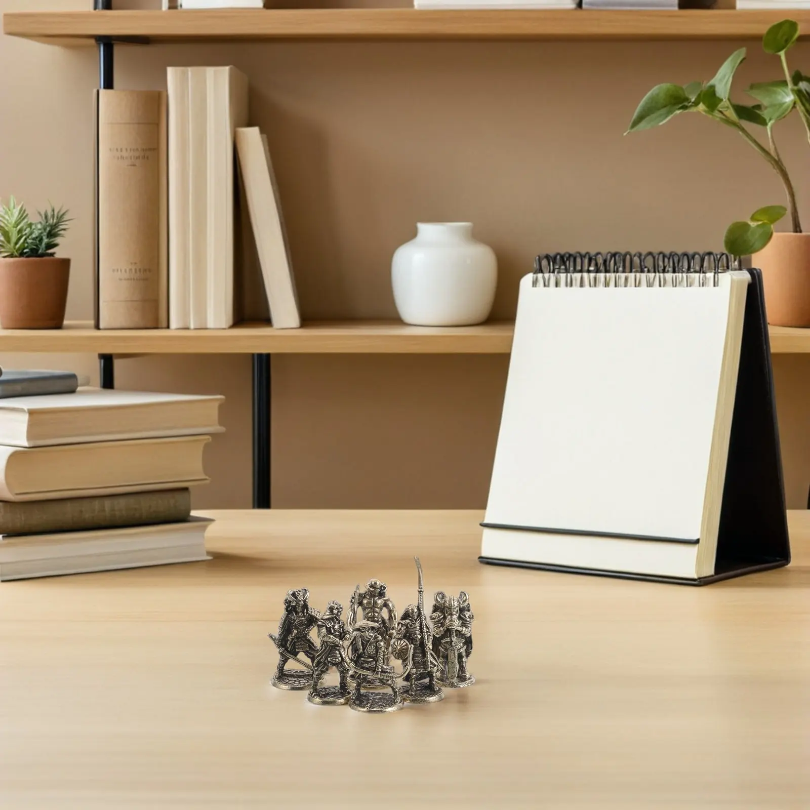 

6Pcs Brass Samurai Statues Traditional Japanese General Warrior Miniature Office Desk Bonsai Home Vintage Decor