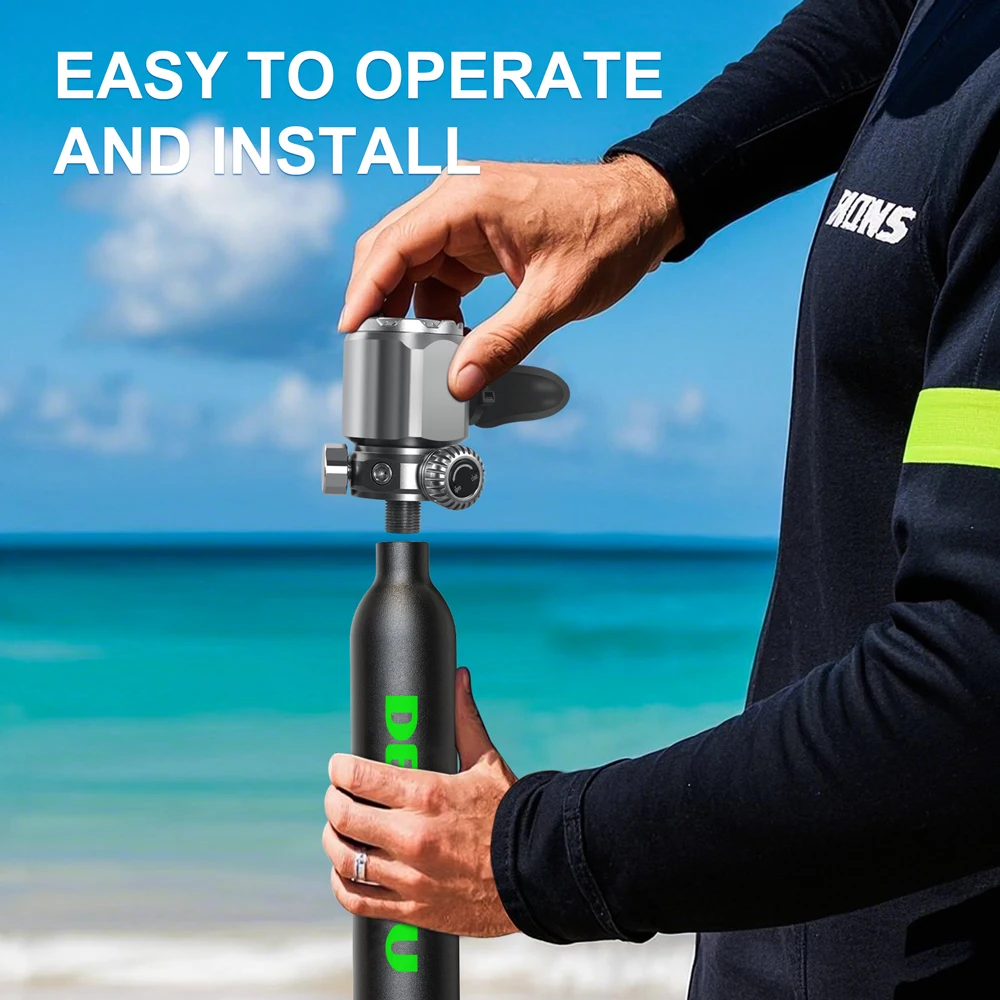

DEDEPU 0.5L Portable Mini High-Pressure Scuba Tank with Titanium Alloy Valve, Refillable for Oxygen,Underwater Breathing