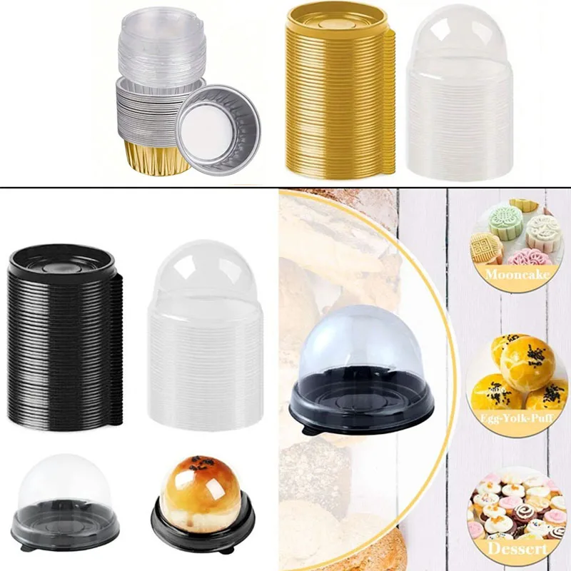 

Clear Dome Dessert Containers with Base Cake Boxes for Bakery Pastries Mooncake Packaging Food Storage Boxes for Cake Desserts