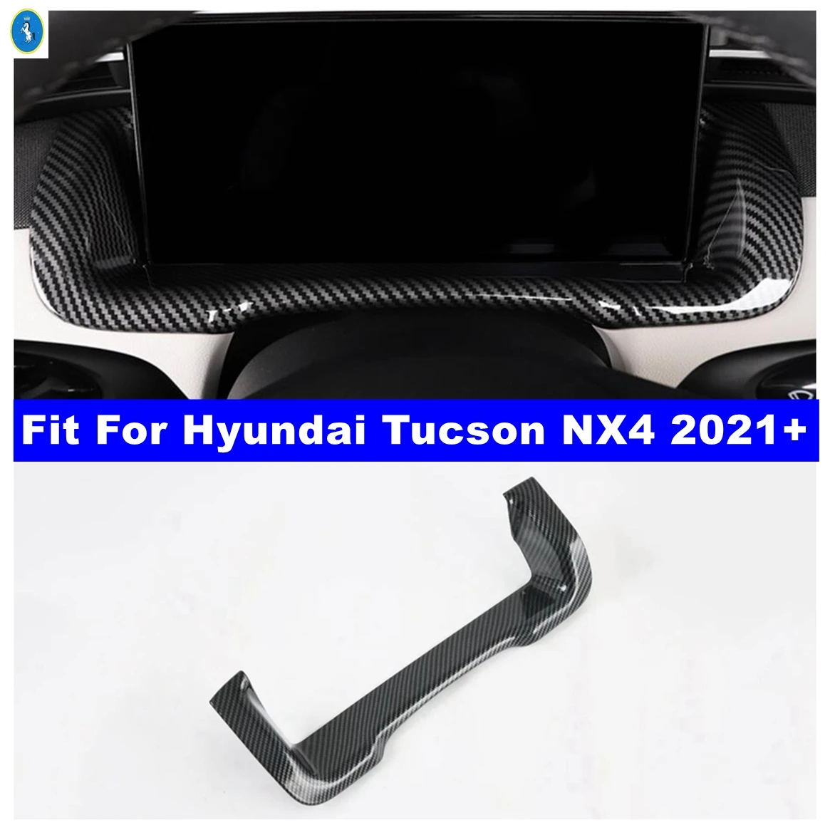 

Carbon Fiber Auto Center Console Dashboard Display Screen Decor Frame Accessories Cover Trim For Hyundai Tucson NX4 2021 - 2023