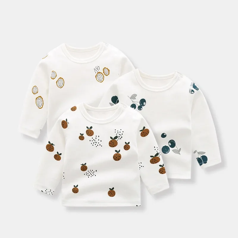 0-3T Newborn Kid Baby Boys Girls Clothes Print Long Sleeve Cotton T Shirt Cute Sweet Casual Plain Tshirt Loose Top Tee Outfit