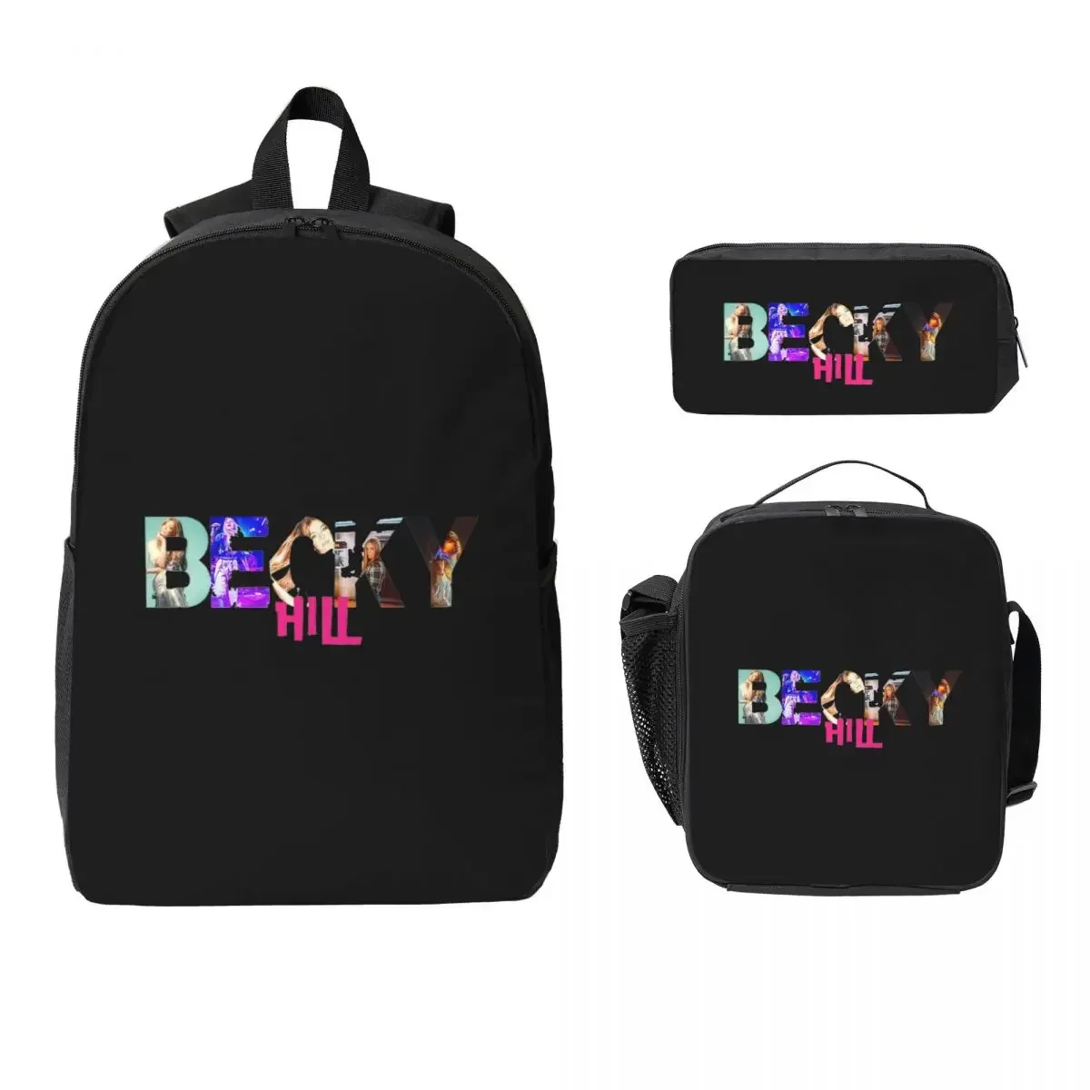 Becky Hill Classic Sticker Backpack Student BookBag School Bag Computer Shoulder Bags 3ps Insulated Lunch Bag Pencil Case