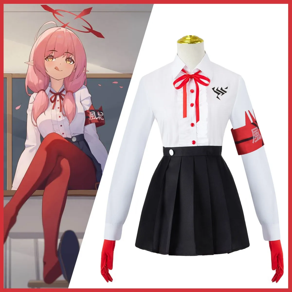 Anime Game Blue Archive Hinomiya Chinatsu Cosplay Costume Wig Japan South Korea JK School Uniforms Woman Kawaii Carnival Suit