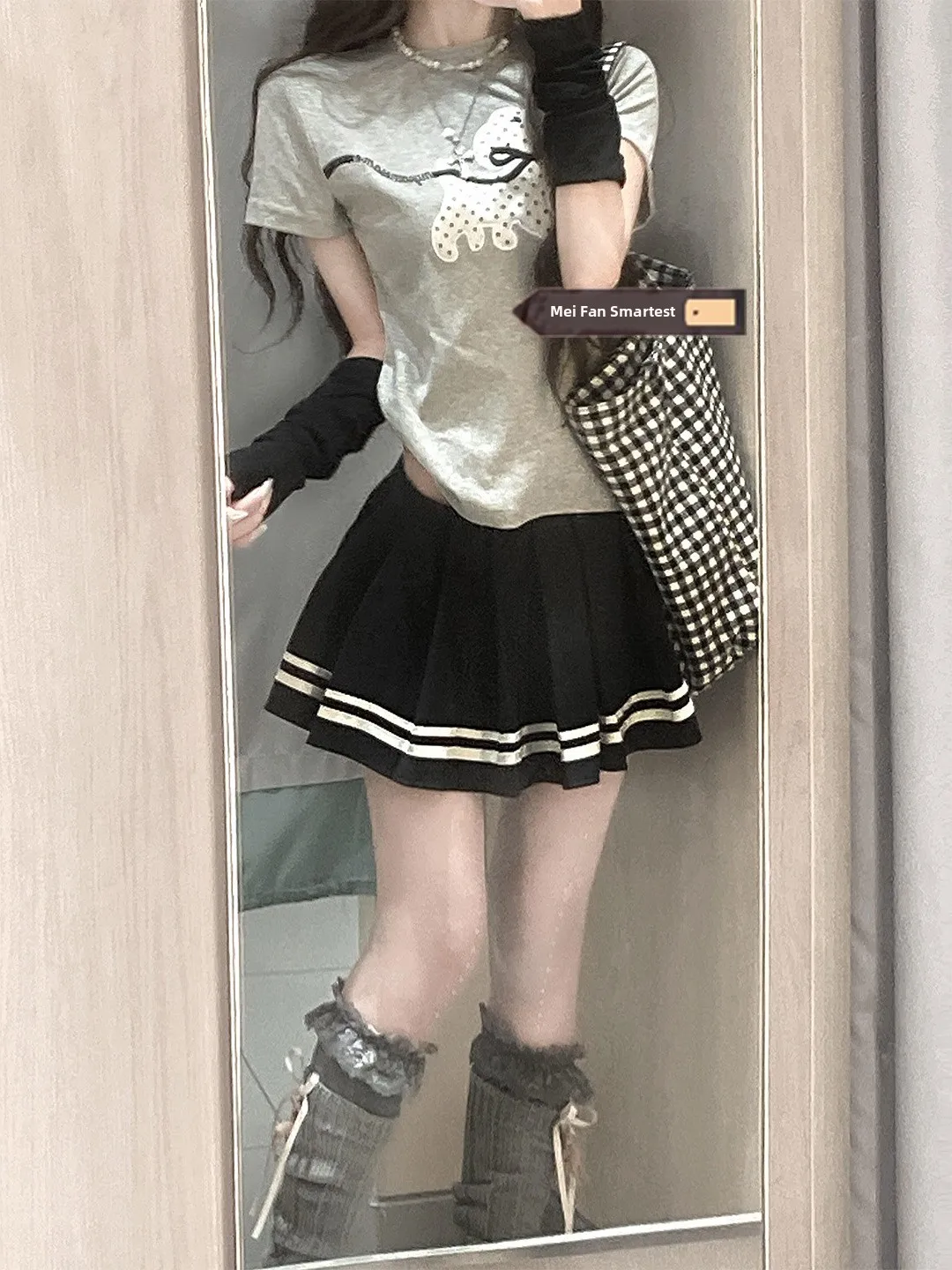 Slimming High Waist Black Pleated Skirt Women's A-Line  Skirt Summer 2026 Trendy Striped Half-length Korean Style Commute