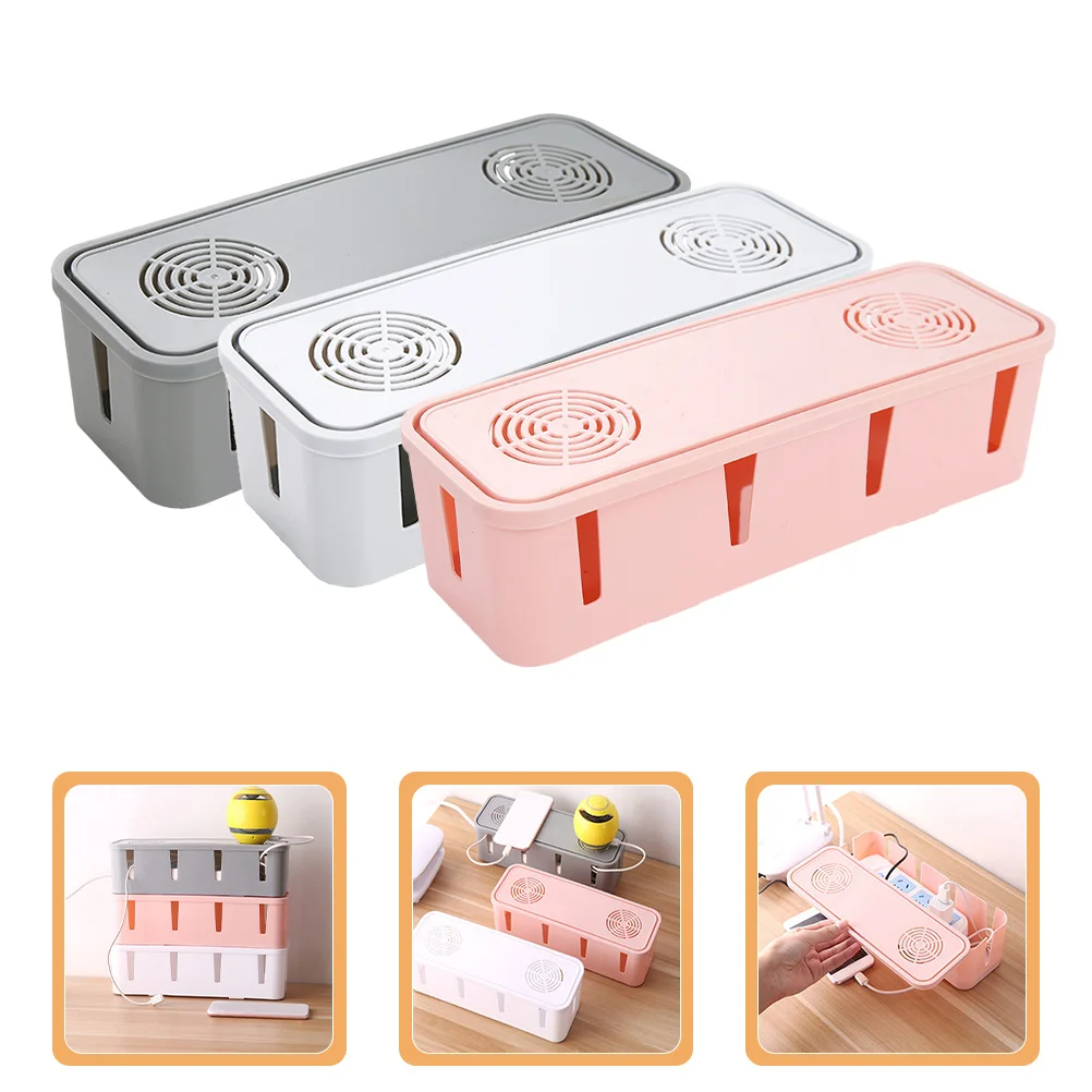 

3pcs Management Box For Power Strip Storage Desk Cord Organizer, Wire Organizer Box, Electrical Cord Holder, Computer Cable
