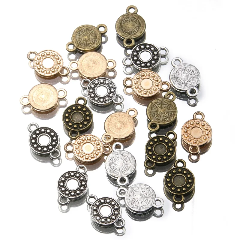 30PCS 11*17mm Wholesale 3 Color Circular Connector Round Pendant Metal Alloy DIY Necklace Bracelet Earrings Marking