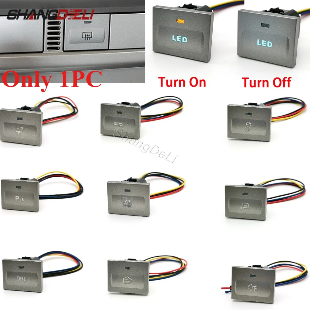 1PC Car LED Front Rear Fog Light Mirror Heating Power Switch Button with Cable For Ford Focus 2 2004-2010 mk2 Transit
