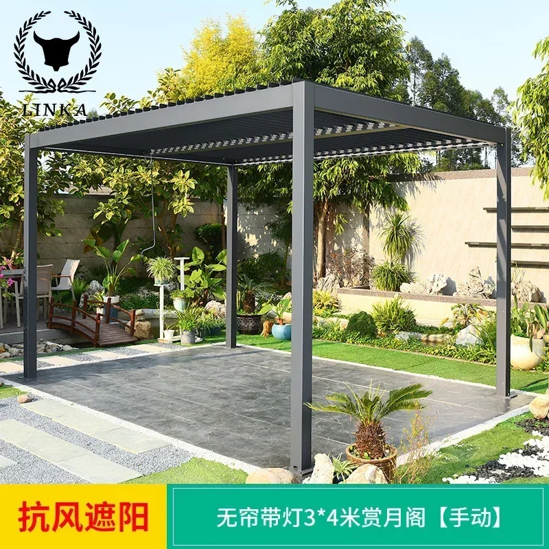 Outdoor Modern Aluminum Motorized Louvre Roof Sun Bioclimatic Pergola For Restaurants Sun Shade pavilion pergola gar