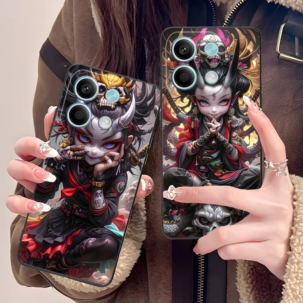 Demon Girl Painting Mobile Cell Phone Case for Xiaomi POCO M6 M5 M4 M3 X6 X5 X4 X3 F6 F5 F4 F3 F2 C40 Pro GT 5G Black Cover