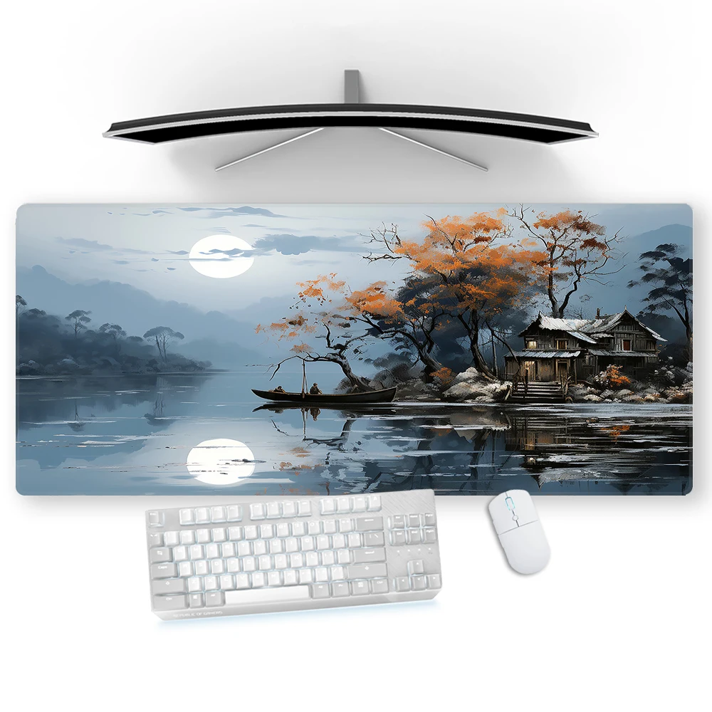 Blue Mousepad Xxl Gaming Carpet 1000x500mm Mouse Mat Landscapes Desktop Deskmat Aesthetic Keyboard Mat Custom Waterproof Rubber