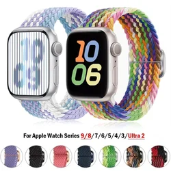 Nylon Strap for Apple Watch Ultra 2 Band 49mm 40mm 44mm 41mm 38 45mm Elastic Braided Loop Bracelet IWatch Series 9 8 7 6 SE 5 4