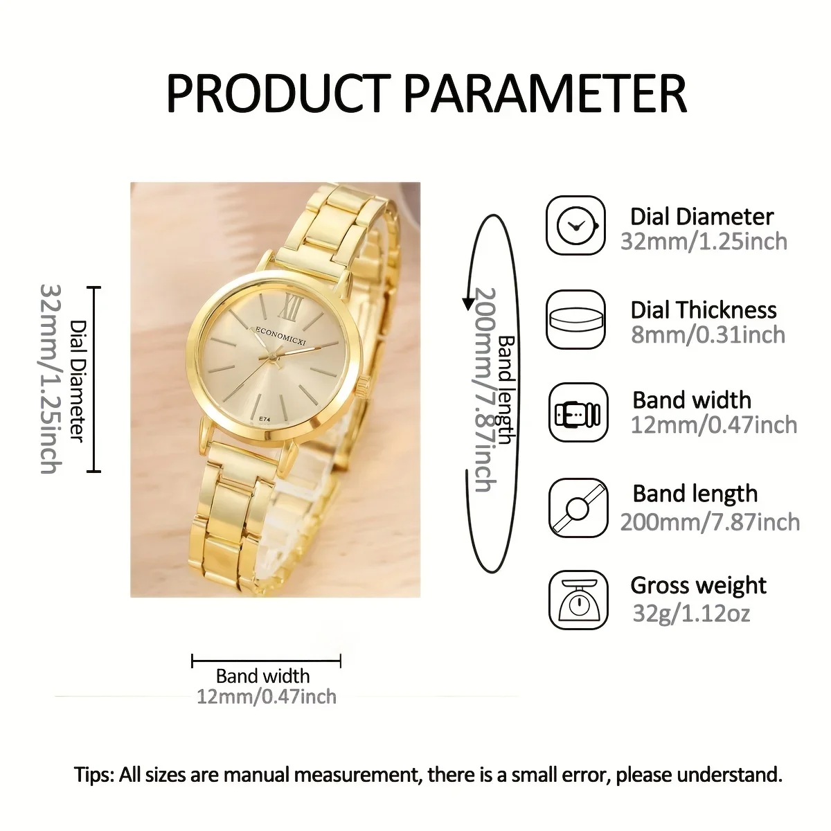 Montre à quartz Hip Hop Glamour pour femme, ensemble de bracelets d'amour enchantants, accessoire de mode doré, cadeau de la Saint-Valentin, ensemble de 2 pièces