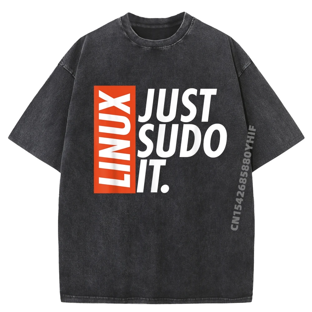 

Linux Just Sodo It Coding Nerd Pride Sudo Стиль Юмор Модная футболка Мужская классическая стираная футболка в винтажном стиле