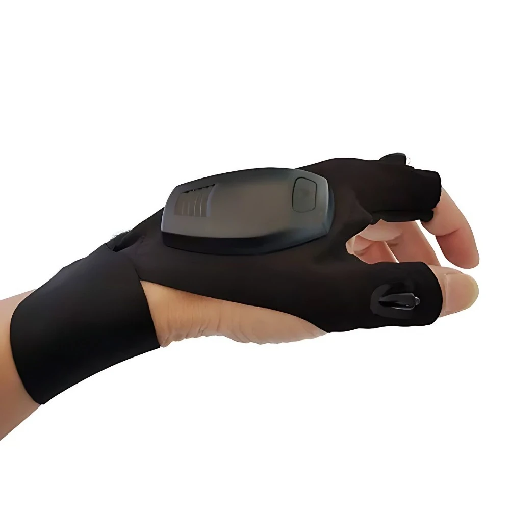 Water Resistant Light Up Half Finger Gloves Portable Lighting Gear For Outdoor Sports And Field Work
