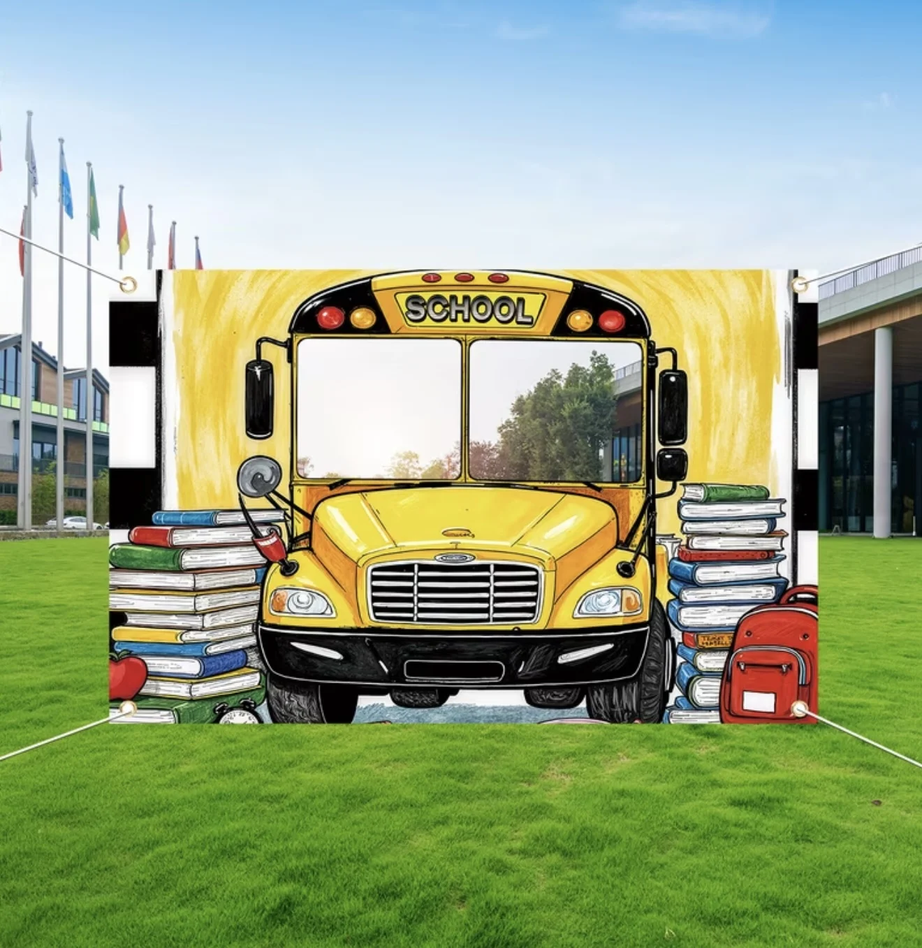 Yellow School Bus Selfie Frame - Photography Yellow review and price