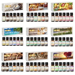 EUQEE-Kit Fragrance Oil Gift para Difusor, Café, Padaria, Colheita Spice, Abóbora, Torta, Floresta, Pinho, Fruta Doce, Óleos Aroma, 6Pcs por Conjunto