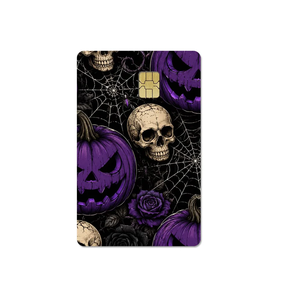 Pumpkin Skull Spider Bat Cat Hallowmas Credit Card Decoration Stickers Dark Cool Festival PVC Stickers DIY Chip Film Stickers