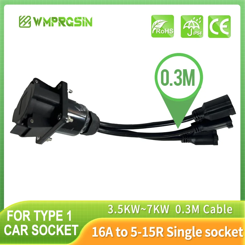 

Type 1 SAE J1772 to Socket NEMA 5-15 AC 220V Charger Station Discharger Connector Adapter EVSE Plug for RV Camper Electric Scoot