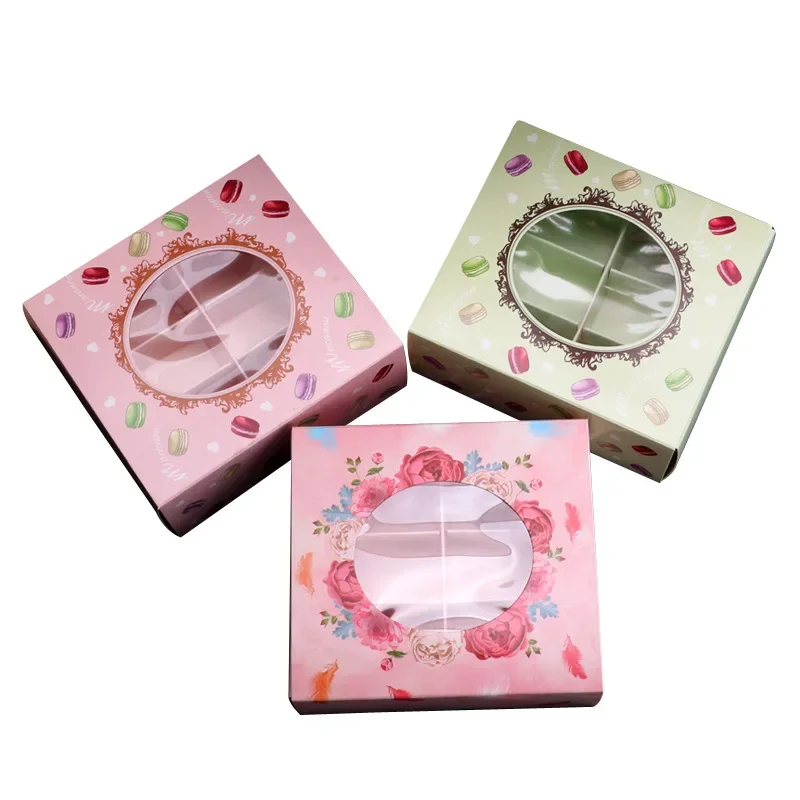 Macaron, Chocolate Food Packaging Boxes with Transparent Window Cupcake Box Candy Gift Boxes Wedding Favors Baby Shower Party