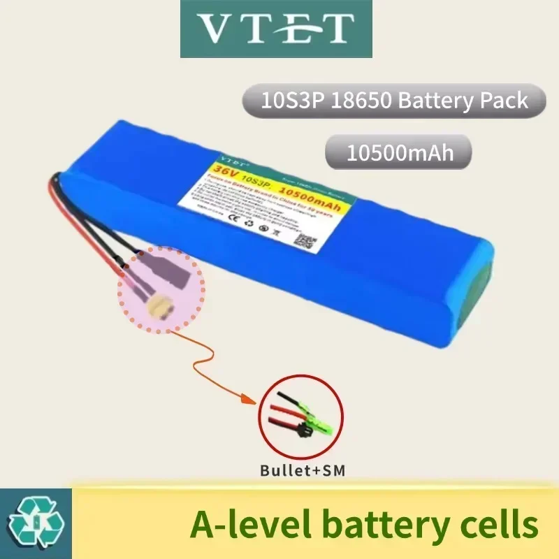 ハイパワースクーター用電動自転車バッテリーパック,10s3p 18650リチウムイオンバッテリー,36v,10.5ah,500w-1000w,オートバイ,2024