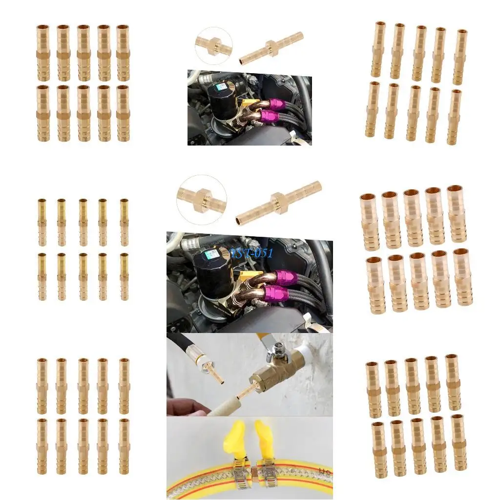 E15A 10Pcs Corrosion Resistant Brass Barbed Adapters for Pipe Repair & Installation