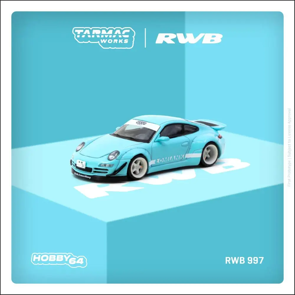 Tw em estoque 1:64 azul 997 rwb lomianki diecast modelo de carro coleção brinquedos tarmac funciona