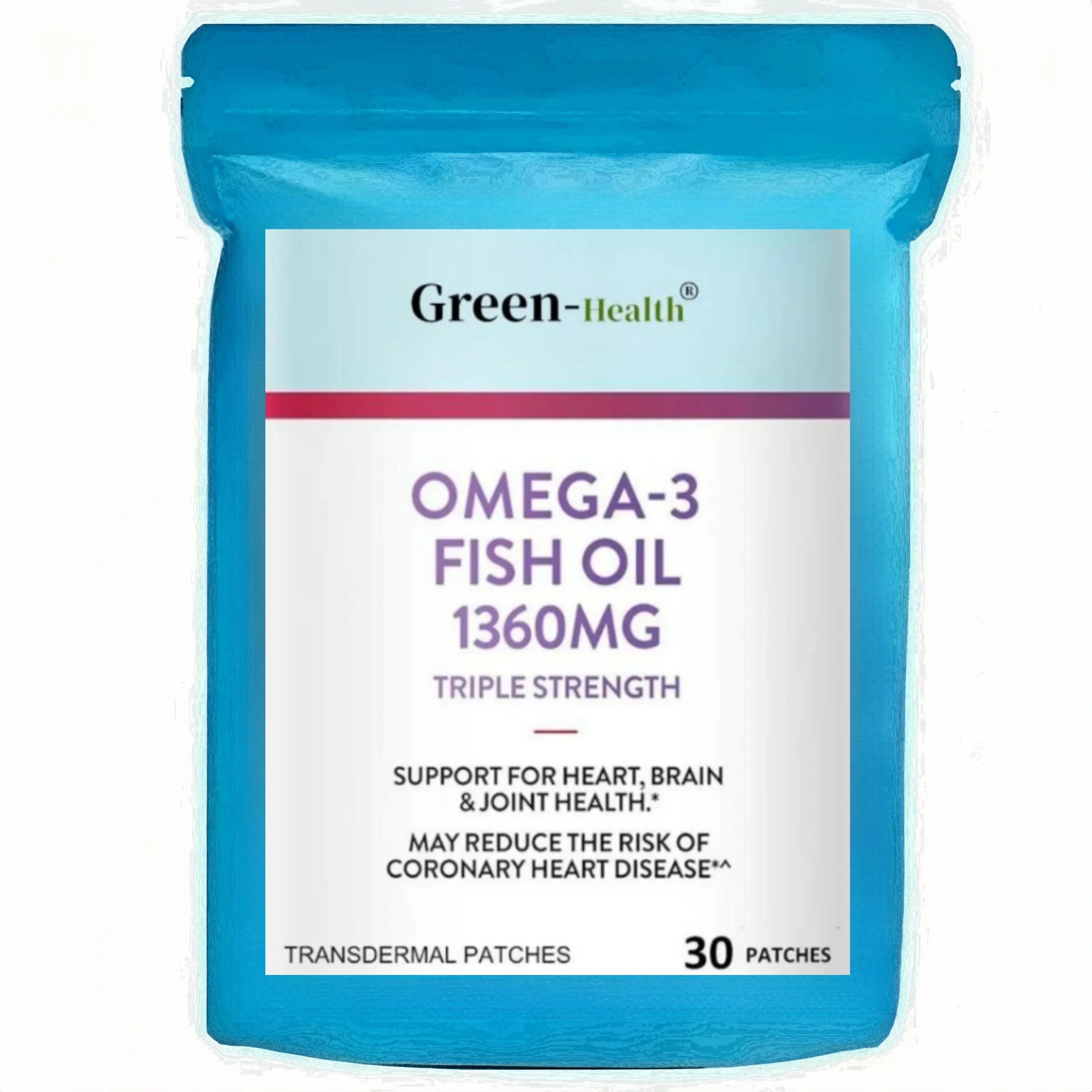 30 Patches Omega-3 Fish Oil Transdermal Patches Heart , Cardio Support, Rapid-release