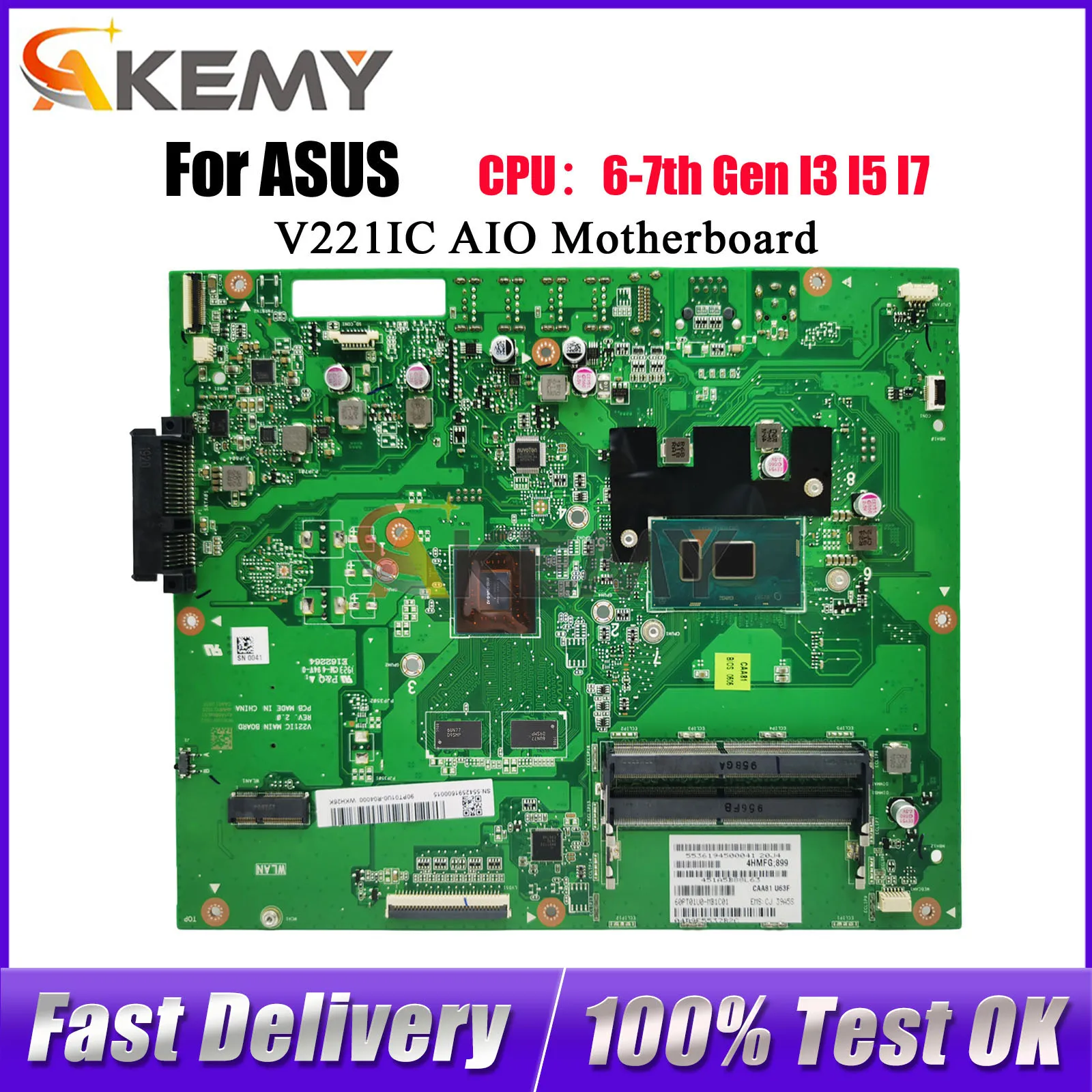 V221IC Motherboard For ASUS Vivo AiO V221IC V221I V221ID Mainboard With I3 I5 I7 CPU 100% tests OK fast shipping High quality
